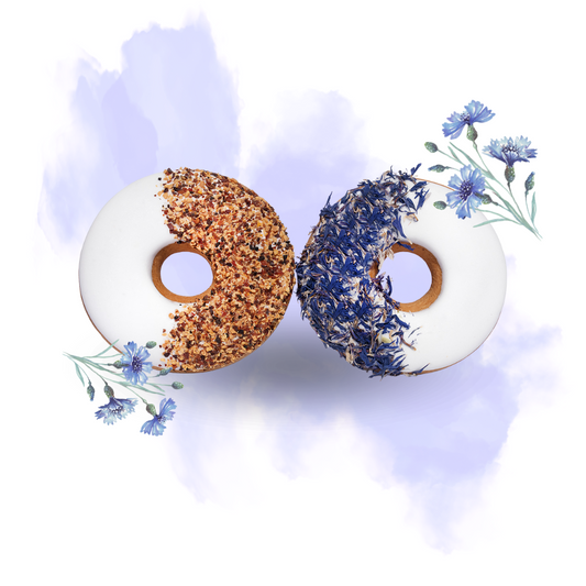 Donuts kornblomst + hyben I Sæt med 2 hestegodbidder i form af donuts med glasur og urter