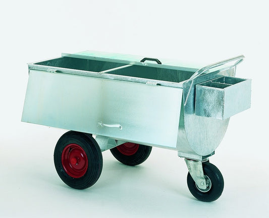 GALVANISERET FODERVOGN MED LÅG OG 1 SKILLERUM (250 l.)